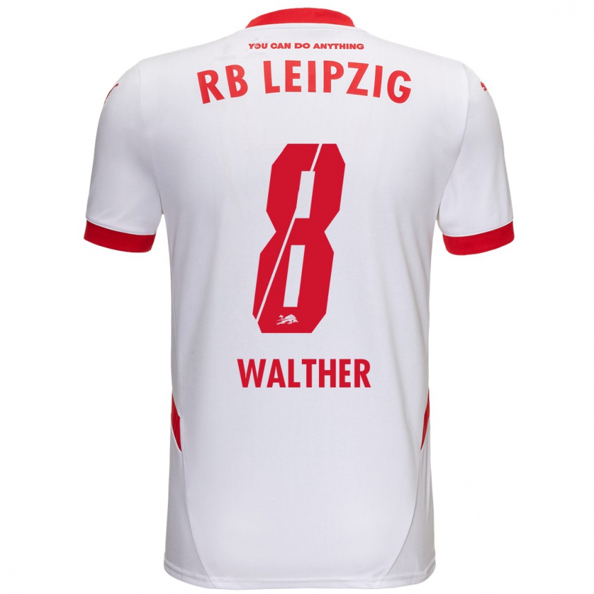 Women Football Kofi Walther #8 White Red Home Jersey 2024/25 T-Shirt Nz