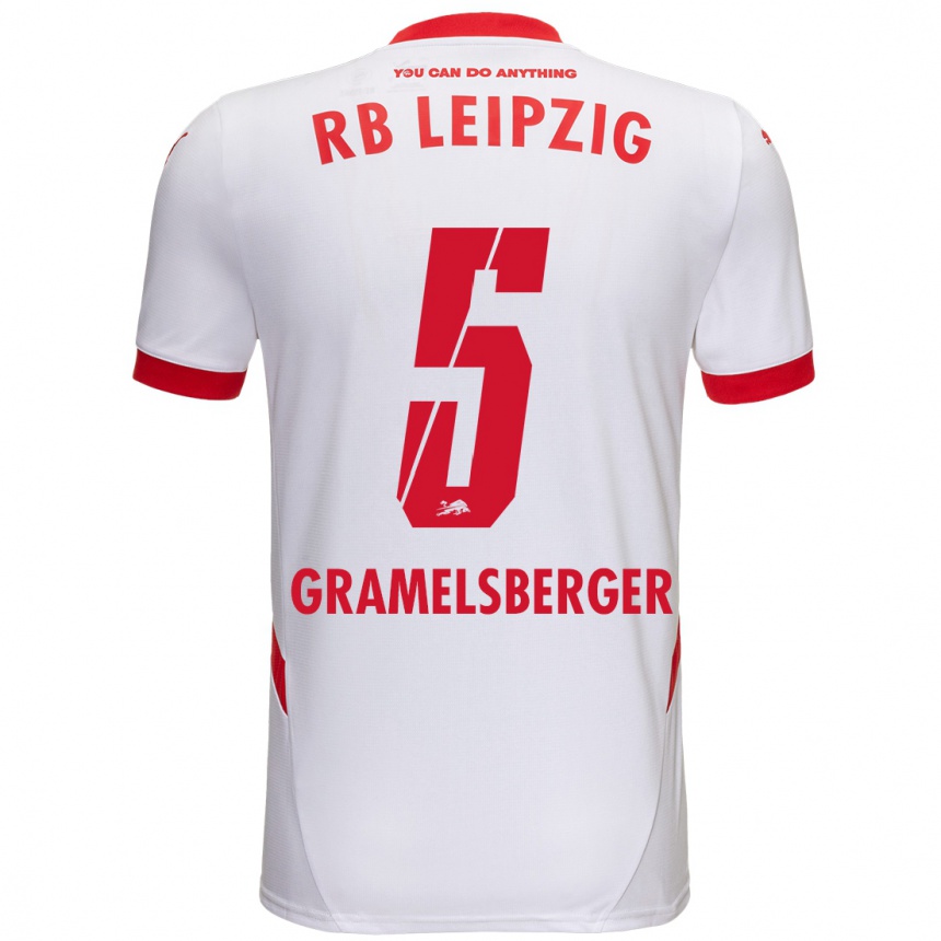 Women Football Lennert Gramelsberger #5 White Red Home Jersey 2024/25 T-Shirt Nz