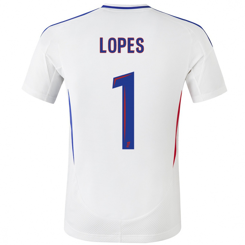 Women Football Anthony Lopes #1 White Blue Home Jersey 2024/25 T-Shirt Nz