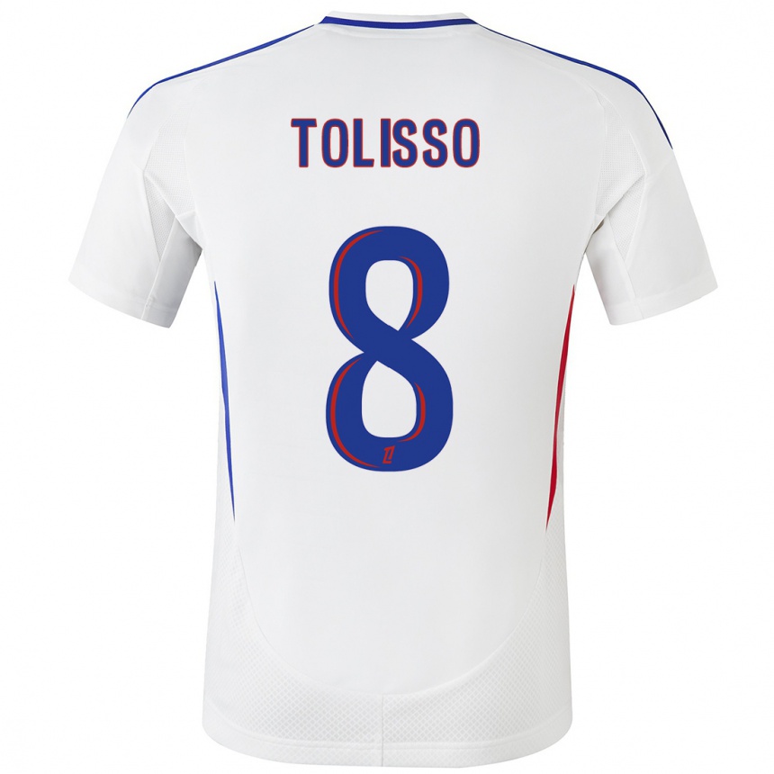 Women Football Corentin Tolisso #8 White Blue Home Jersey 2024/25 T-Shirt Nz