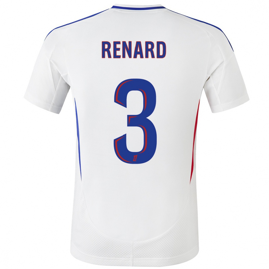 Women Football Wendie Renard #3 White Blue Home Jersey 2024/25 T-Shirt Nz