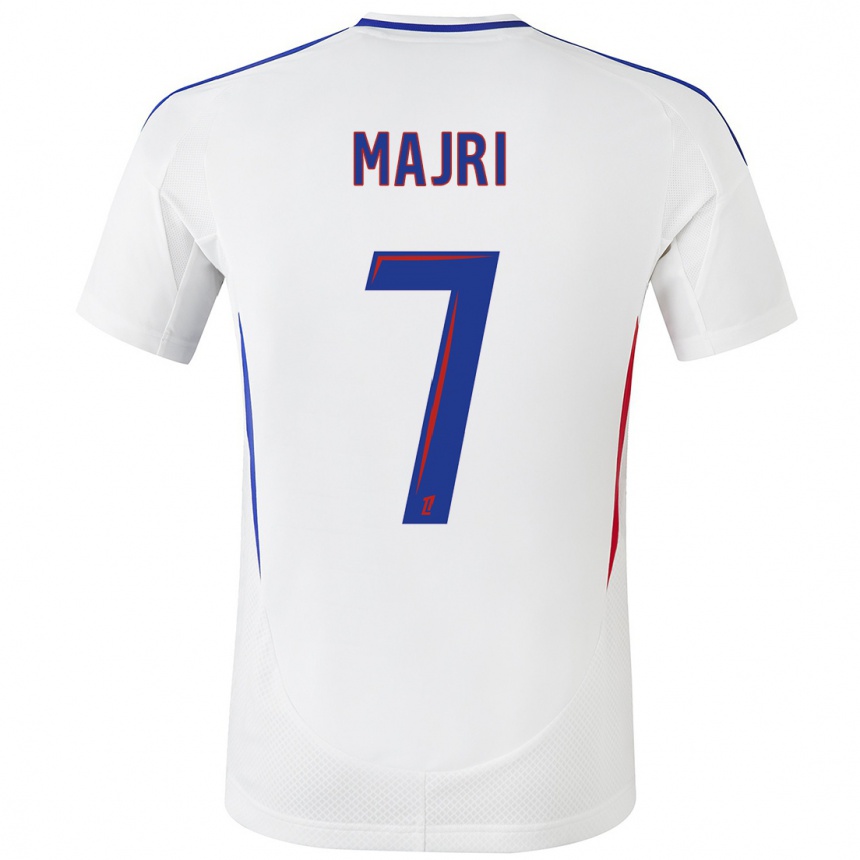 Women Football Amel Majri #7 White Blue Home Jersey 2024/25 T-Shirt Nz