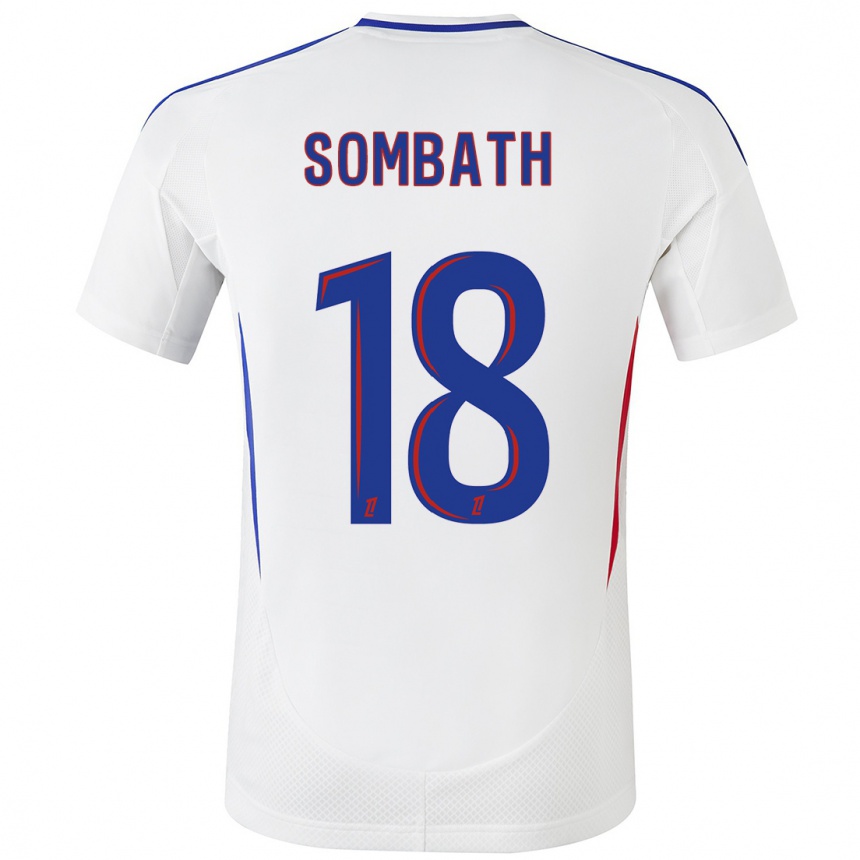 Women Football Alice Sombath #18 White Blue Home Jersey 2024/25 T-Shirt Nz