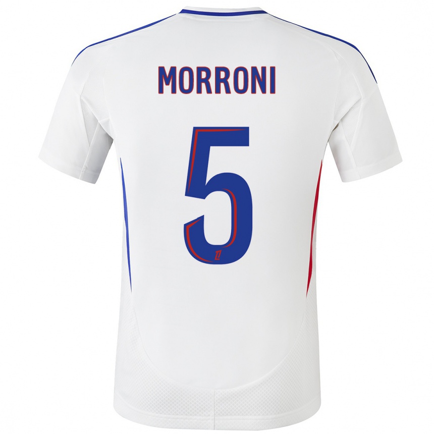 Women Football Perle Morroni #5 White Blue Home Jersey 2024/25 T-Shirt Nz