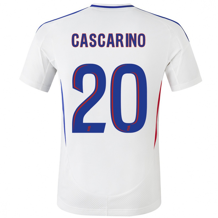 Women Football Delphine Cascarino #20 White Blue Home Jersey 2024/25 T-Shirt Nz