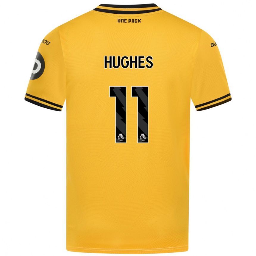 Women Football Amber Hughes #11 Yellow Home Jersey 2024/25 T-Shirt Nz