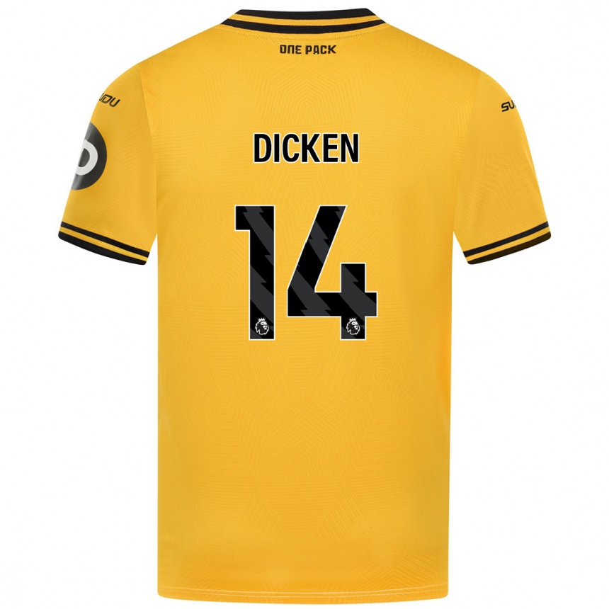 Women Football Amy Dicken #14 Yellow Home Jersey 2024/25 T-Shirt Nz