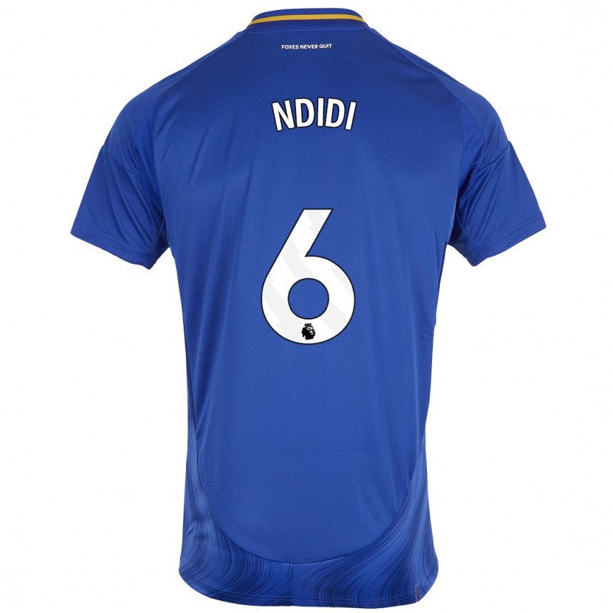 Women Football Wilfred Ndidi #6 Blue White Home Jersey 2024/25 T-Shirt Nz