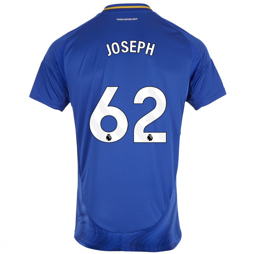 Women Football Jayden Joseph #62 Blue White Home Jersey 2024/25 T-Shirt Nz