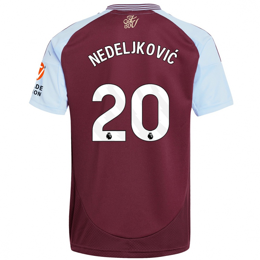 Women Football Kosta Nedeljkovic #20 Burgundy Sky Blue Home Jersey 2024/25 T-Shirt Nz