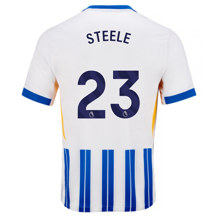 Women Football Jason Steele #23 White Blue Pinstripes Home Jersey 2024/25 T-Shirt Nz