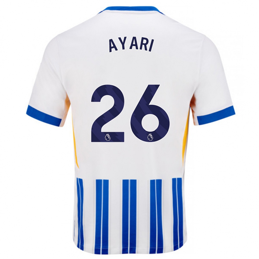 Women Football Yasin Ayari #26 White Blue Pinstripes Home Jersey 2024/25 T-Shirt Nz