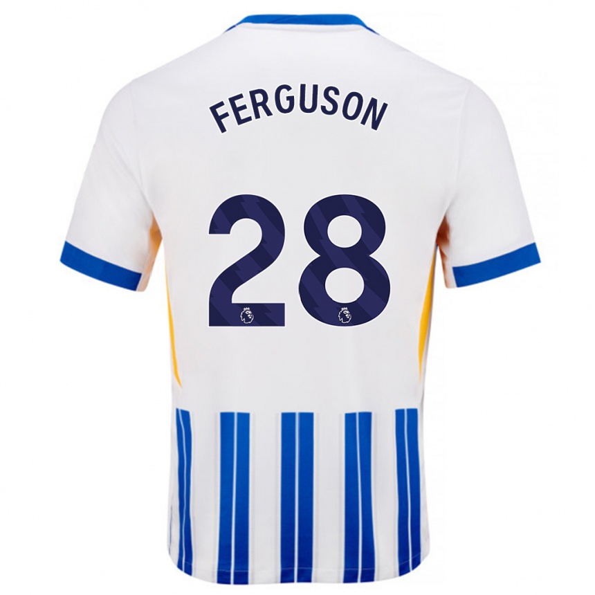 Women Football Evan Ferguson #28 White Blue Pinstripes Home Jersey 2024/25 T-Shirt Nz