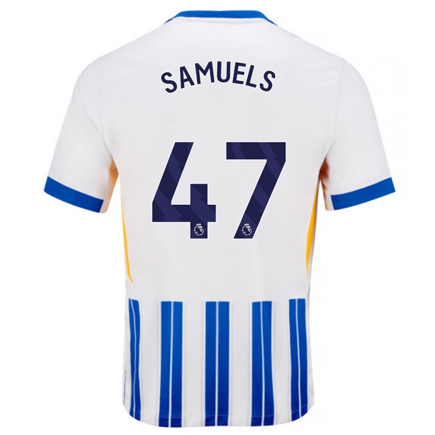 Women Football Imari Samuels #47 White Blue Pinstripes Home Jersey 2024/25 T-Shirt Nz