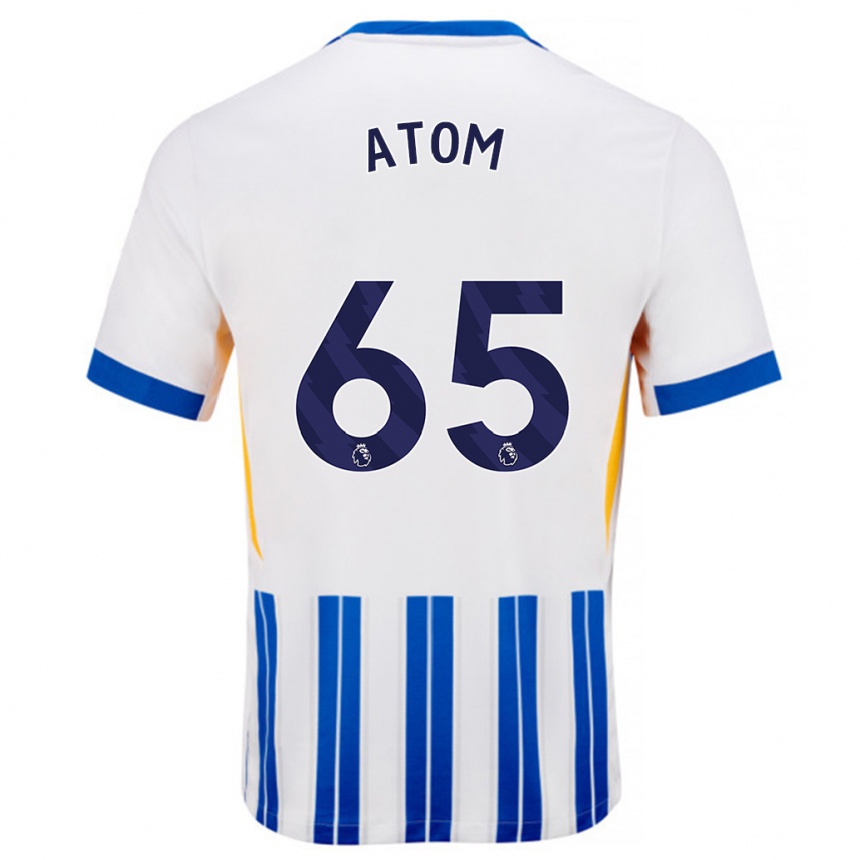 Women Football Noel Atom #65 White Blue Pinstripes Home Jersey 2024/25 T-Shirt Nz