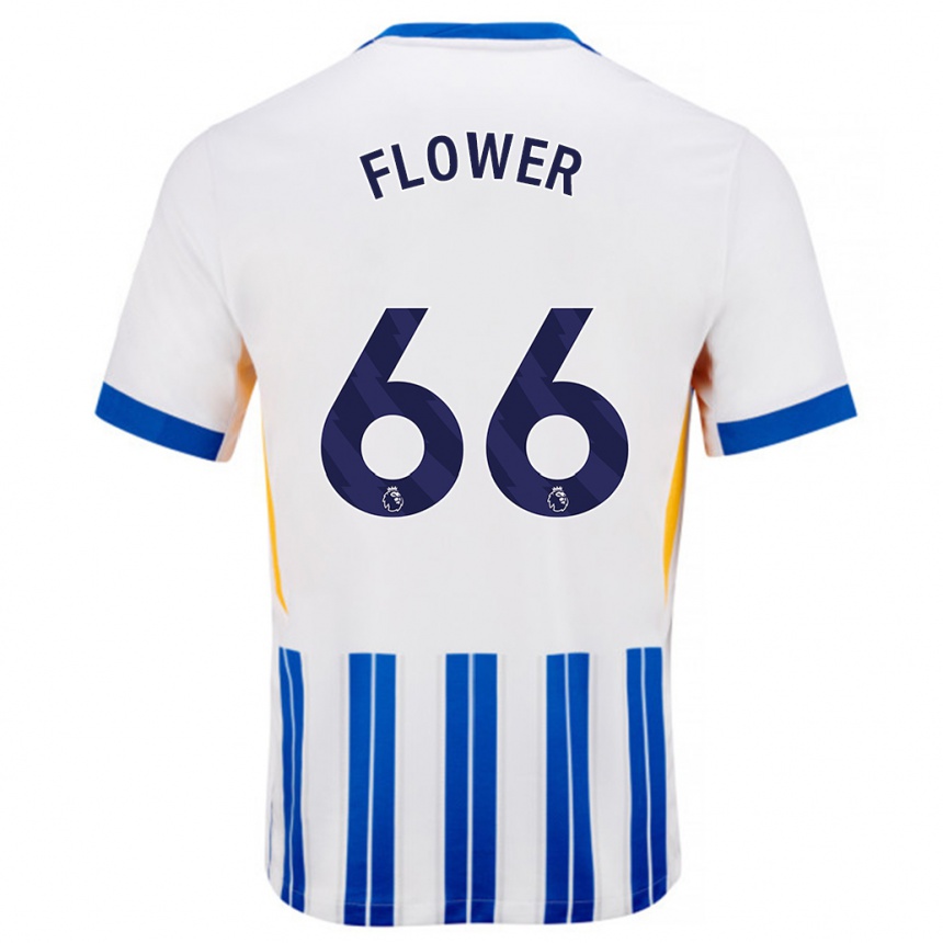 Women Football Louis Flower #66 White Blue Pinstripes Home Jersey 2024/25 T-Shirt Nz