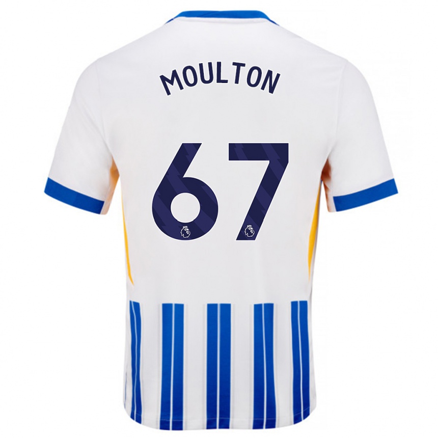 Women Football Remeiro Moulton #67 White Blue Pinstripes Home Jersey 2024/25 T-Shirt Nz