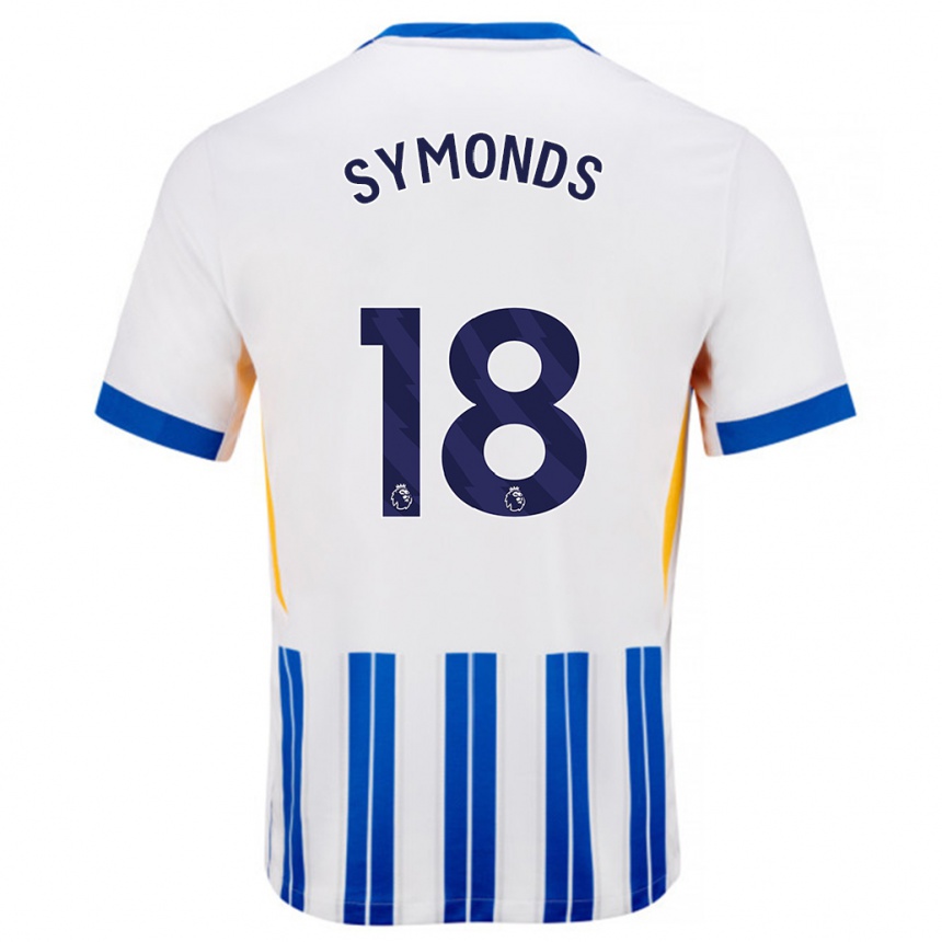 Women Football Maisie Symonds #18 White Blue Pinstripes Home Jersey 2024/25 T-Shirt Nz