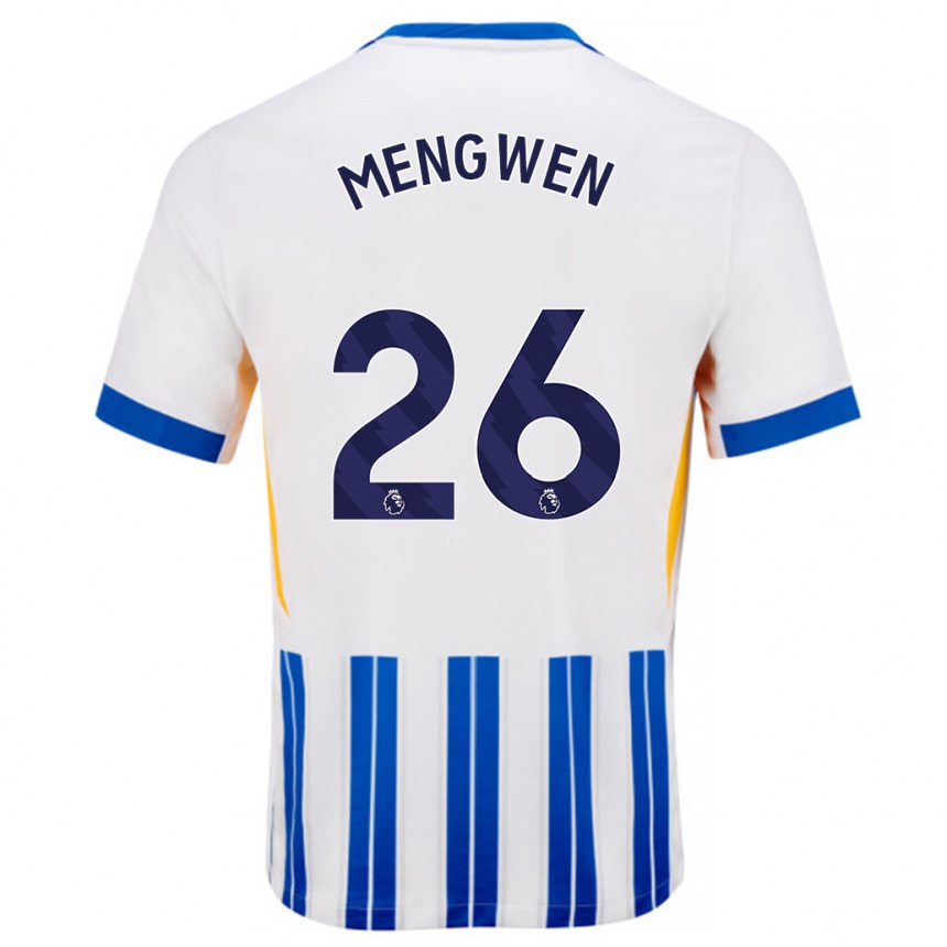 Women Football Li Mengwen #26 White Blue Pinstripes Home Jersey 2024/25 T-Shirt Nz