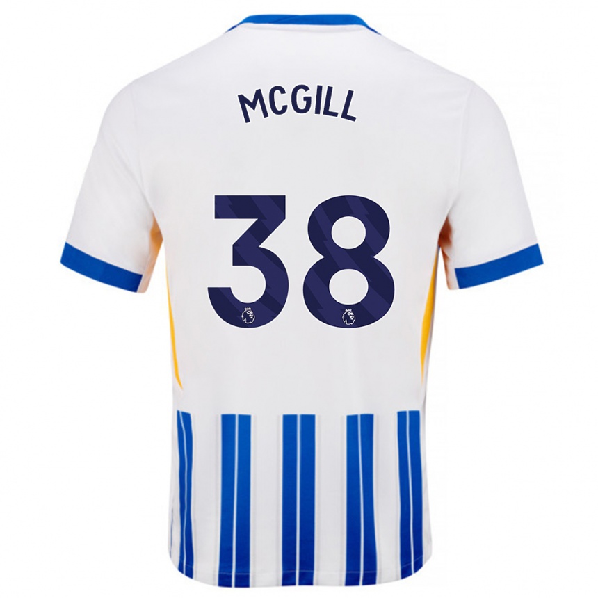 Women Football Tom Mcgill #38 White Blue Pinstripes Home Jersey 2024/25 T-Shirt Nz