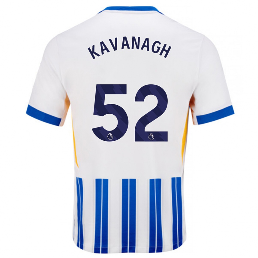 Women Football Leigh Kavanagh #52 White Blue Pinstripes Home Jersey 2024/25 T-Shirt Nz