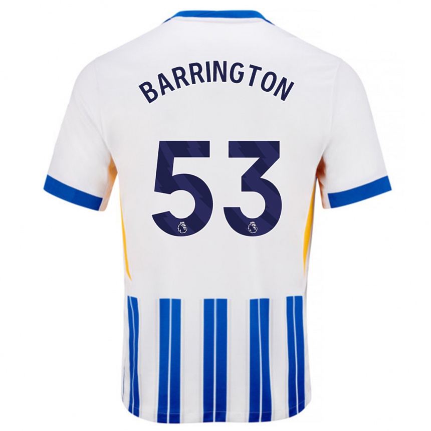 Women Football Luca Barrington #53 White Blue Pinstripes Home Jersey 2024/25 T-Shirt Nz