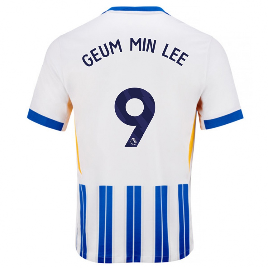 Women Football Lee Geum-Min #9 White Blue Pinstripes Home Jersey 2024/25 T-Shirt Nz