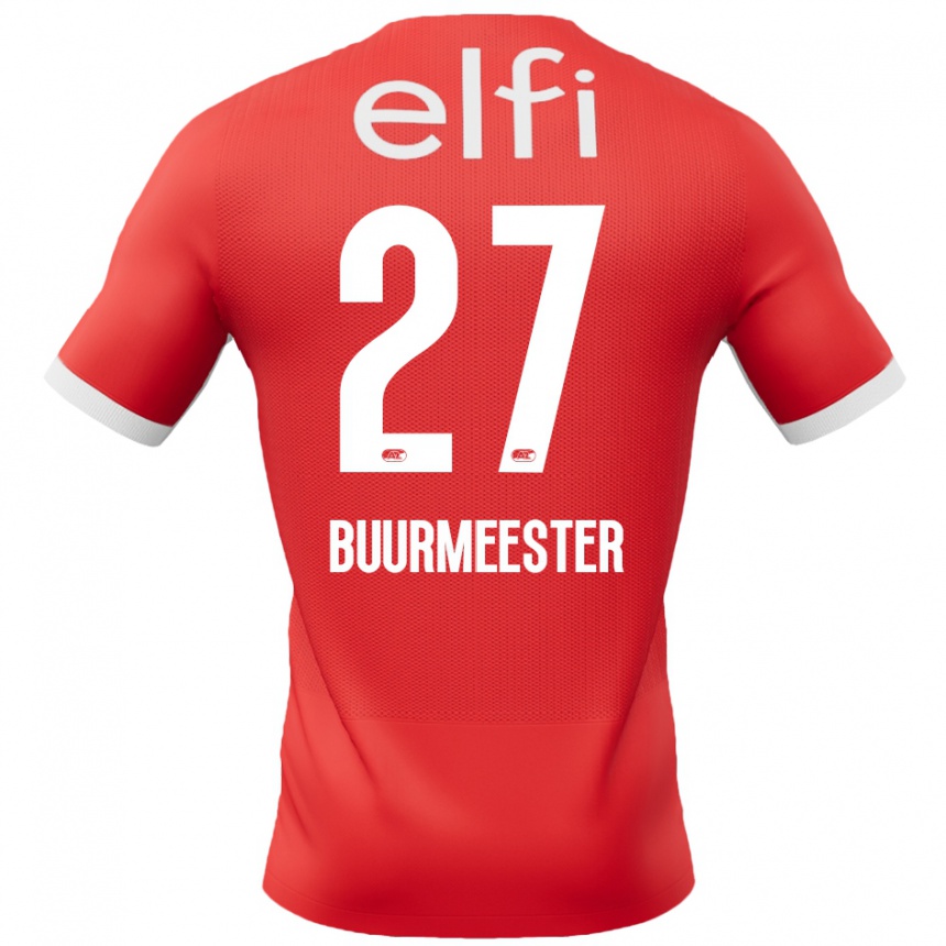 Women Football Zico Buurmeester #27 Red White Home Jersey 2024/25 T-Shirt Nz