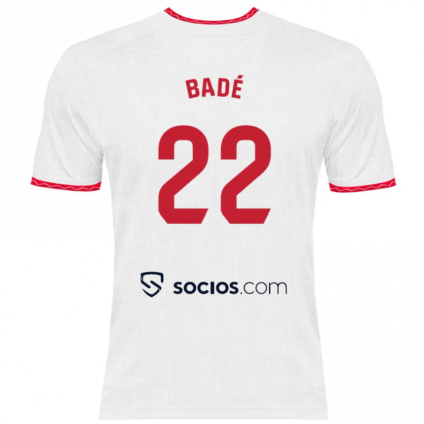 Women Football Loïc Badé #22 White Red Home Jersey 2024/25 T-Shirt Nz