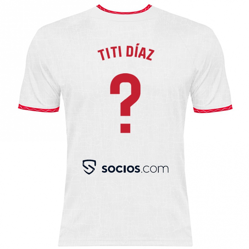 Women Football Titi Díaz #0 White Red Home Jersey 2024/25 T-Shirt Nz