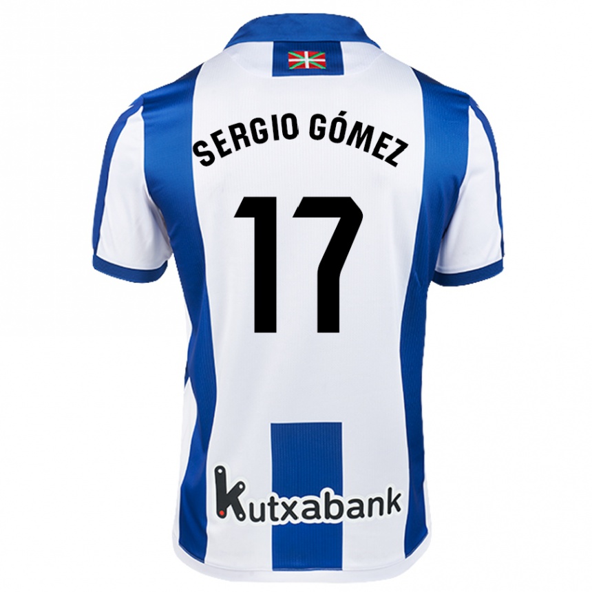 Women Football Sergio Gómez #17 White Blue Home Jersey 2024/25 T-Shirt Nz