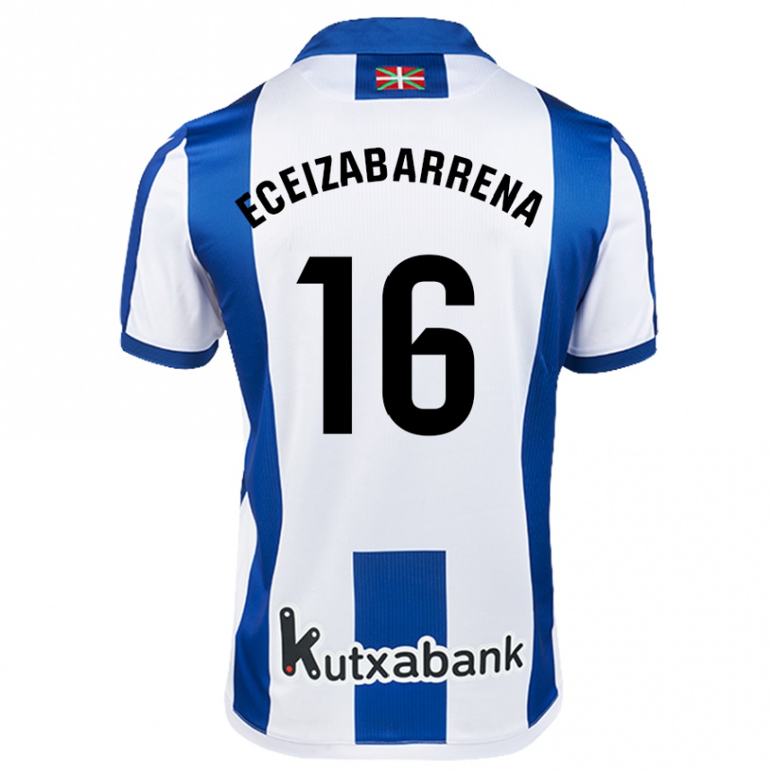 Women Football Jon Eceizabarrena #16 White Blue Home Jersey 2024/25 T-Shirt Nz