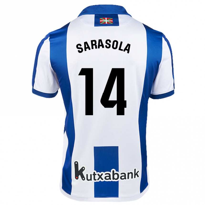 Women Football Izarne Sarasola Beain #14 White Blue Home Jersey 2024/25 T-Shirt Nz