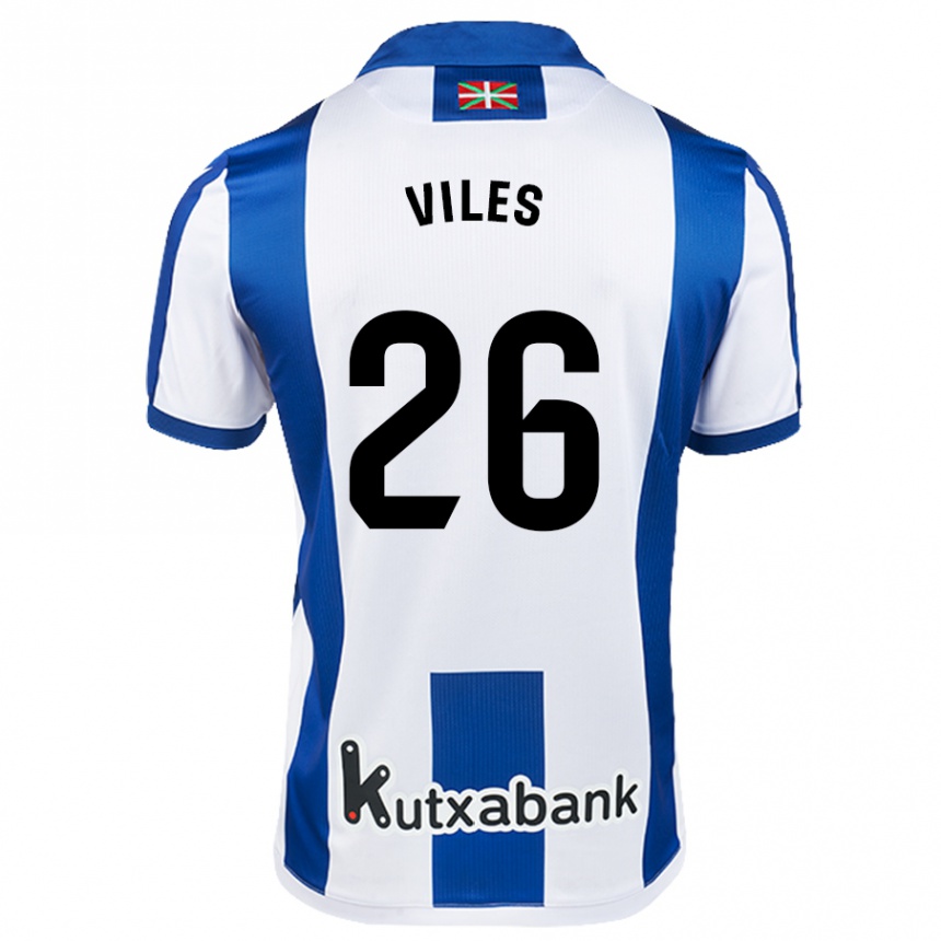 Women Football Elene Viles #26 White Blue Home Jersey 2024/25 T-Shirt Nz