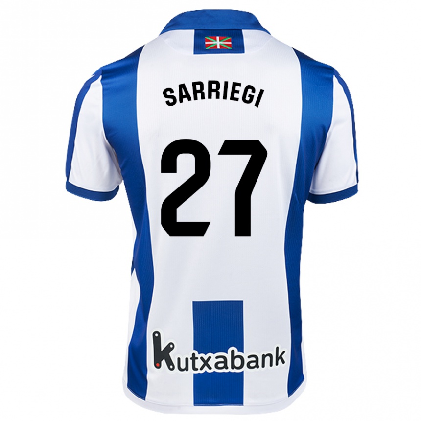 Women Football Nora Sarriegi #27 White Blue Home Jersey 2024/25 T-Shirt Nz