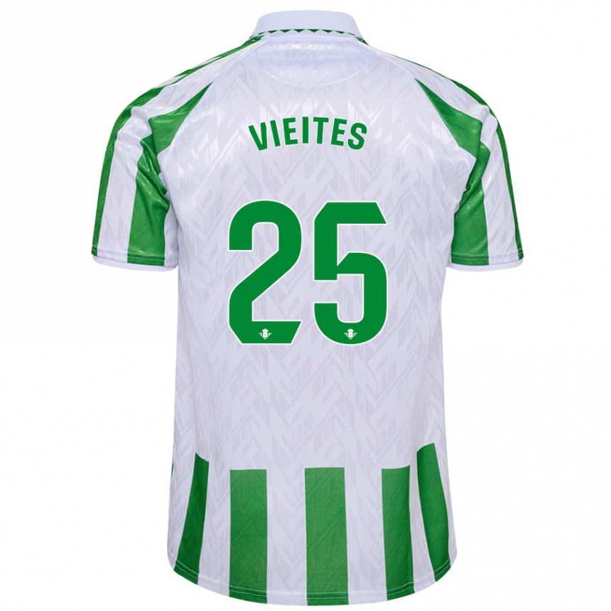 Women Football Fran Vieites #25 Green White Stripes Home Jersey 2024/25 T-Shirt Nz