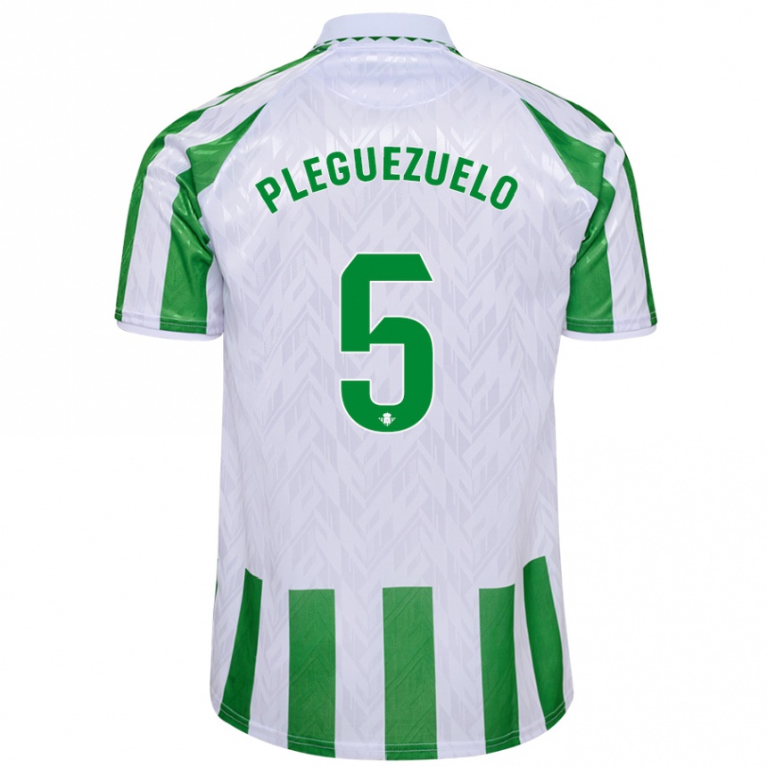 Women Football Xavi Pleguezuelo #5 Green White Stripes Home Jersey 2024/25 T-Shirt Nz