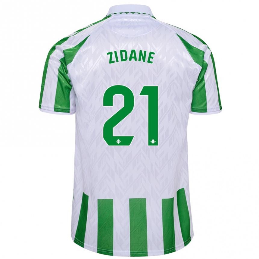 Women Football Elyaz Zidane #21 Green White Stripes Home Jersey 2024/25 T-Shirt Nz