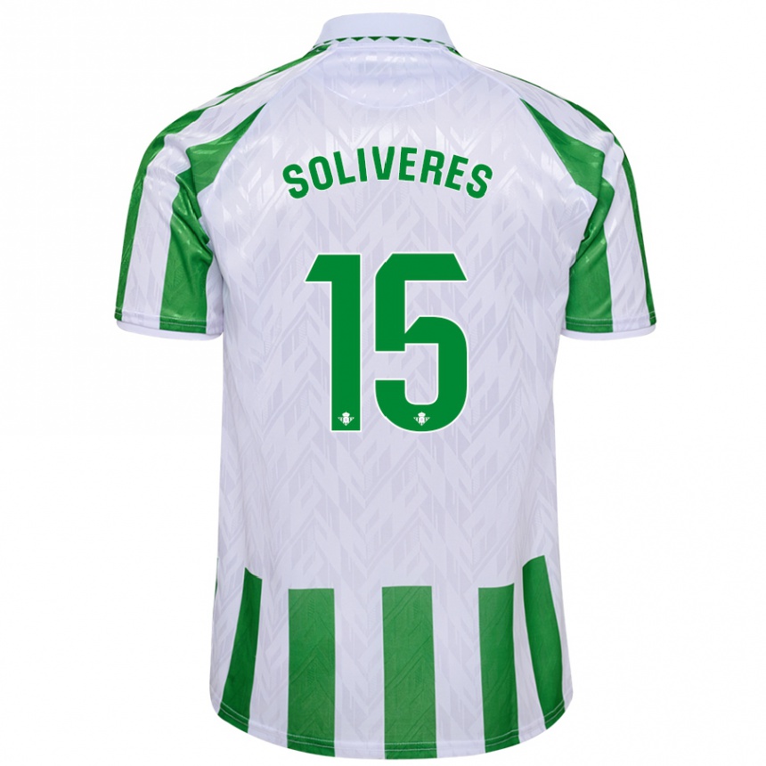 Women Football Gema Soliveres #15 Green White Stripes Home Jersey 2024/25 T-Shirt Nz