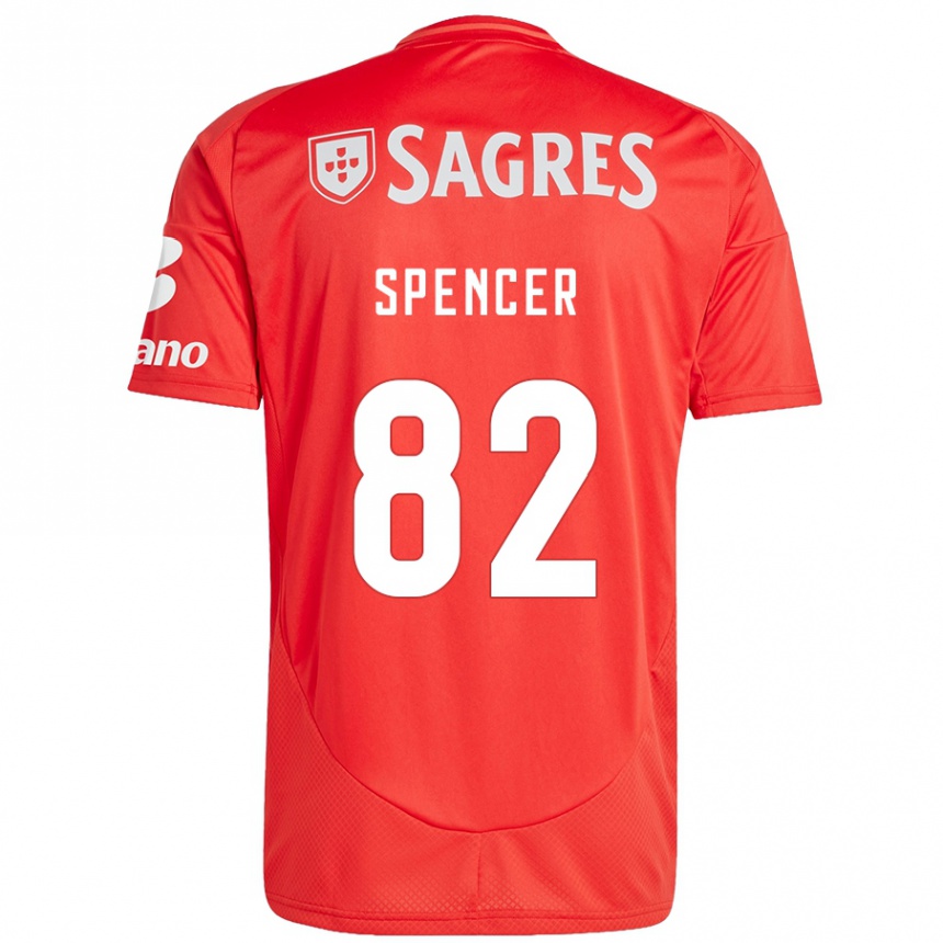 Women Football Diogo Spencer #82 Red White Home Jersey 2024/25 T-Shirt Nz