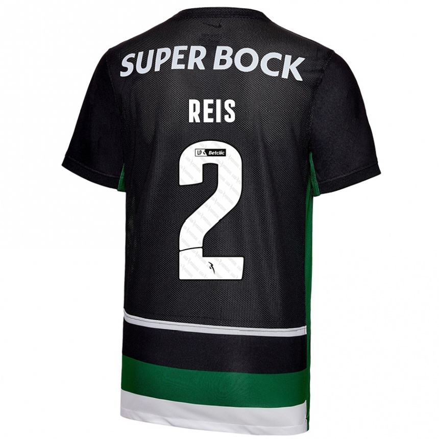 Women Football Matheus Reis #2 Black White Green Home Jersey 2024/25 T-Shirt Nz