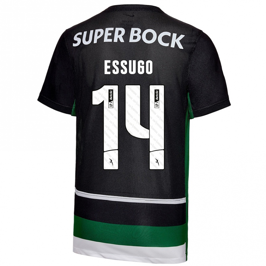 Women Football Dário Essugo #14 Black White Green Home Jersey 2024/25 T-Shirt Nz