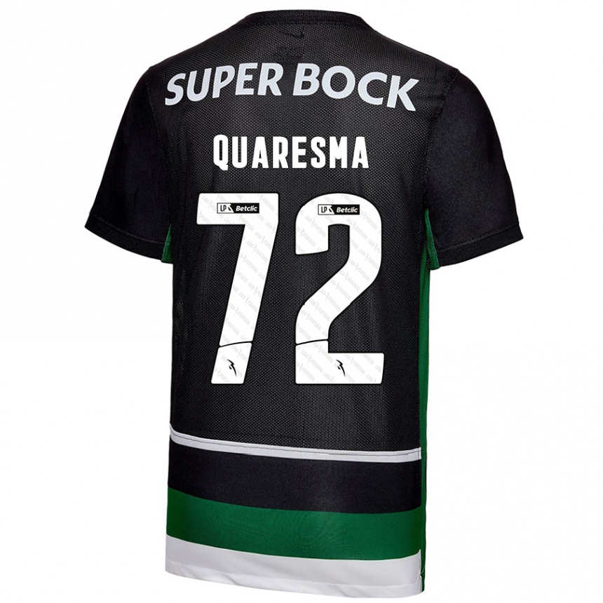 Women Football Eduardo Quaresma #72 Black White Green Home Jersey 2024/25 T-Shirt Nz