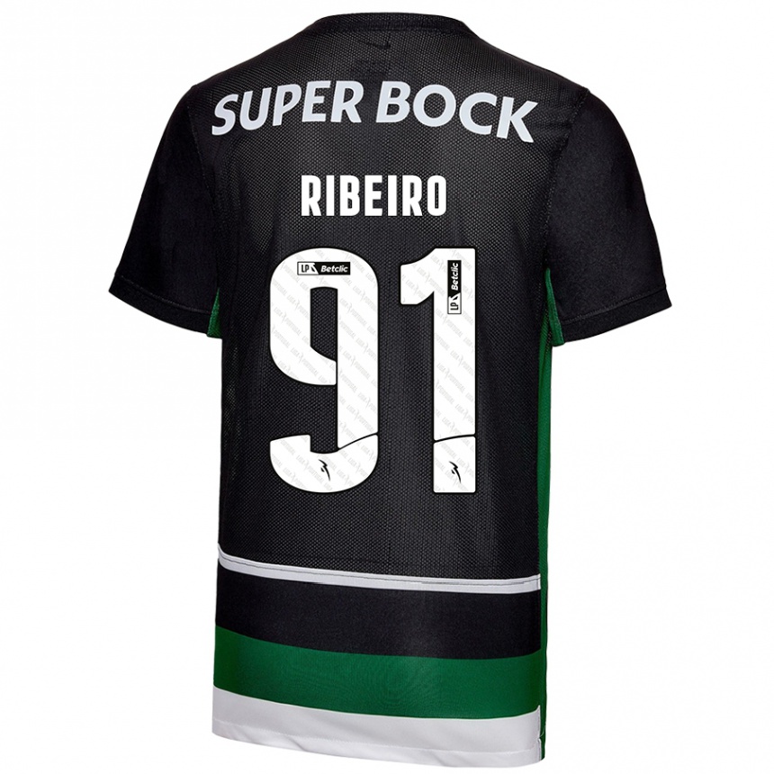 Women Football Rodrigo Ribeiro #91 Black White Green Home Jersey 2024/25 T-Shirt Nz