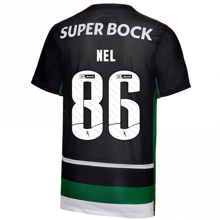 Women Football Rafael Nel #86 Black White Green Home Jersey 2024/25 T-Shirt Nz