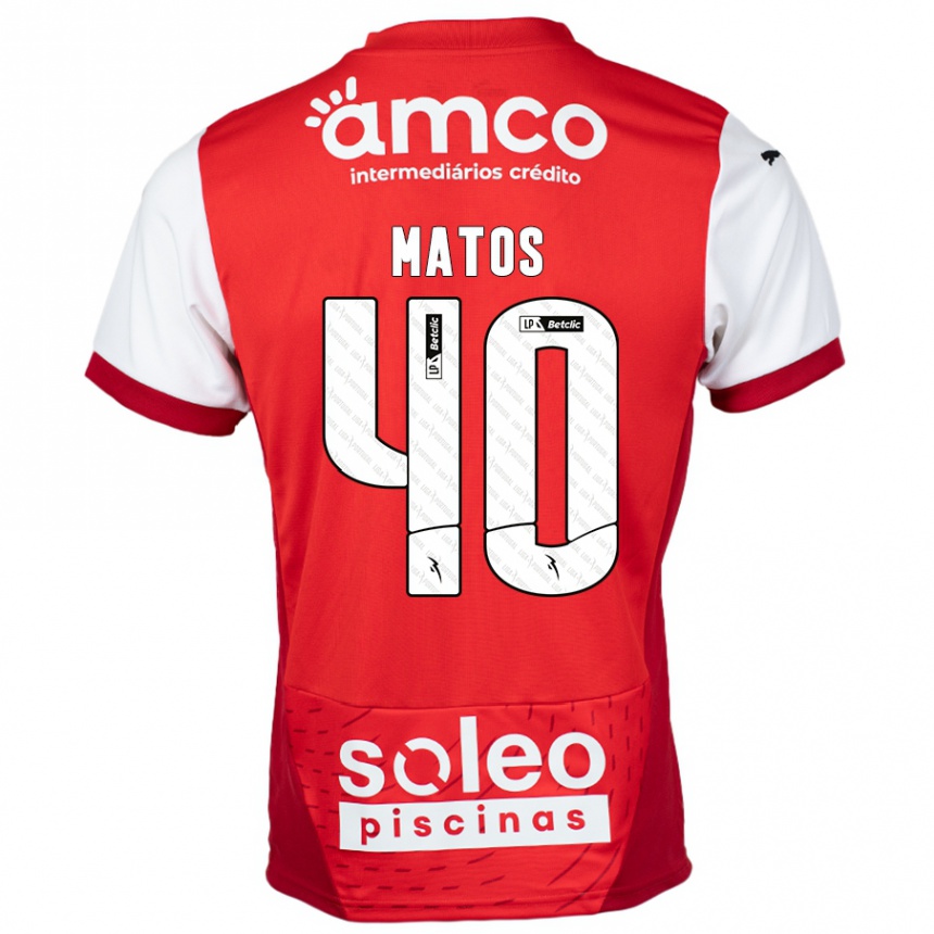 Women Football João Matos #40 Red White Home Jersey 2024/25 T-Shirt Nz