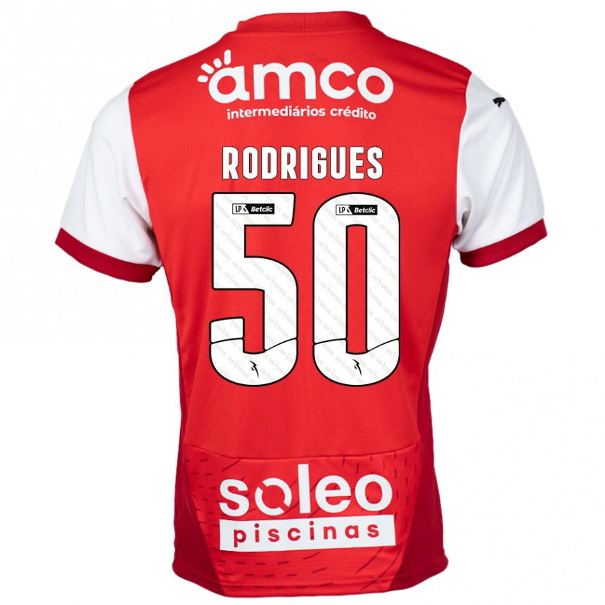 Women Football Diego Rodrigues #50 Red White Home Jersey 2024/25 T-Shirt Nz