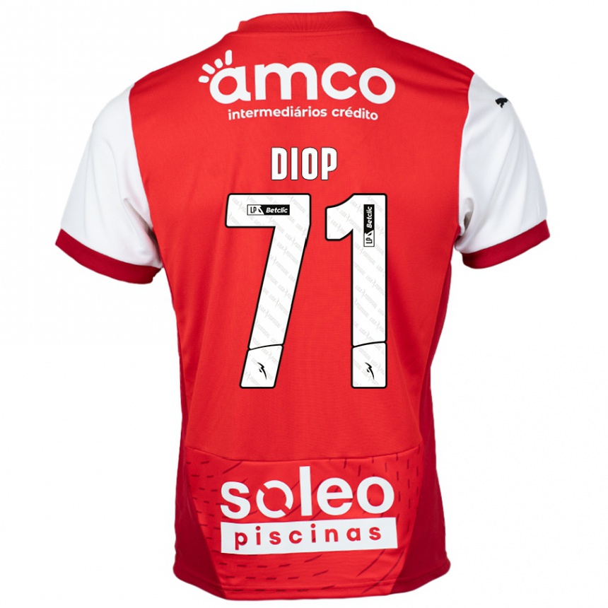 Women Football Mamadou Diop #71 Red White Home Jersey 2024/25 T-Shirt Nz