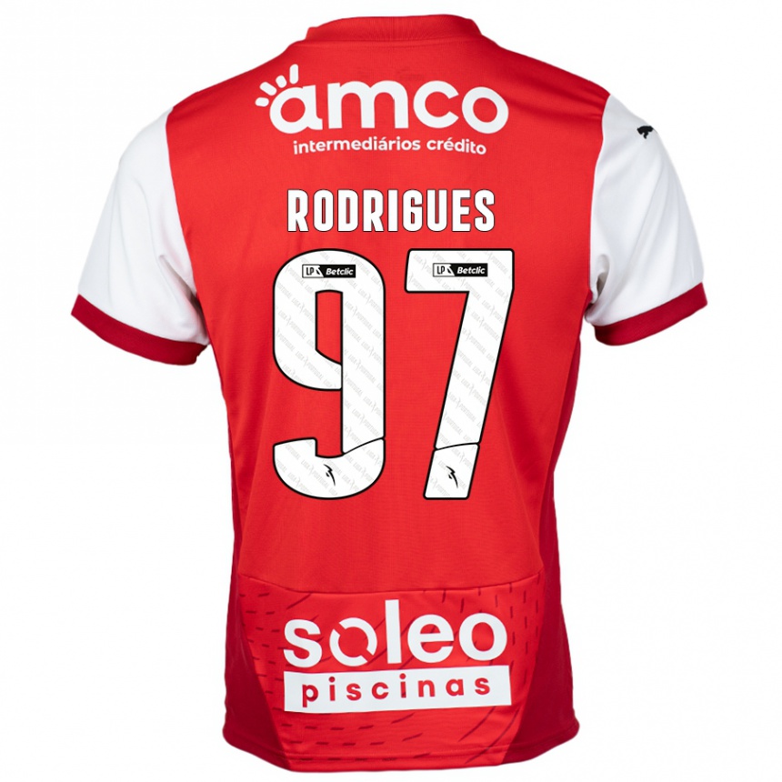 Women Football Dinis Rodrigues #97 Red White Home Jersey 2024/25 T-Shirt Nz