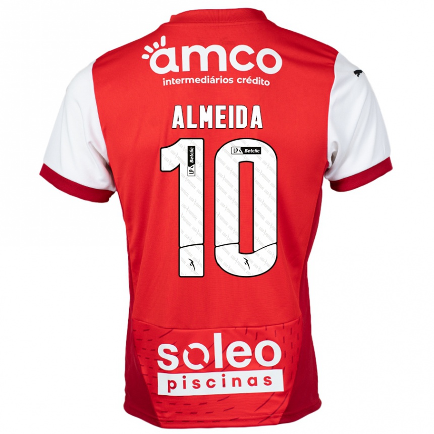 Women Football Vitória Almeida #10 Red White Home Jersey 2024/25 T-Shirt Nz